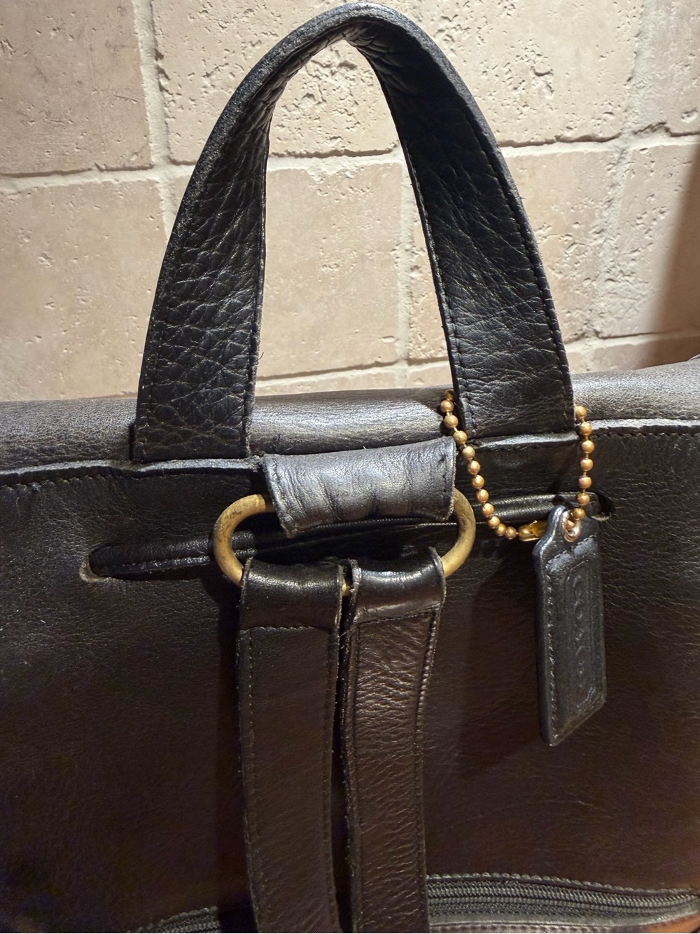 Coach Black Leather Backpack with Gold Turn-Lock - Picture 12 of 16